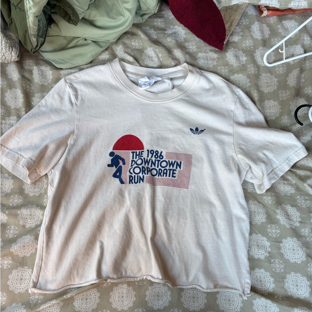 Adidas White Graphic Tee